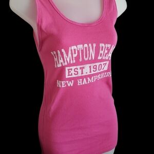 Pink Fitted Sleeveless Tank Top with Scoop Neckline